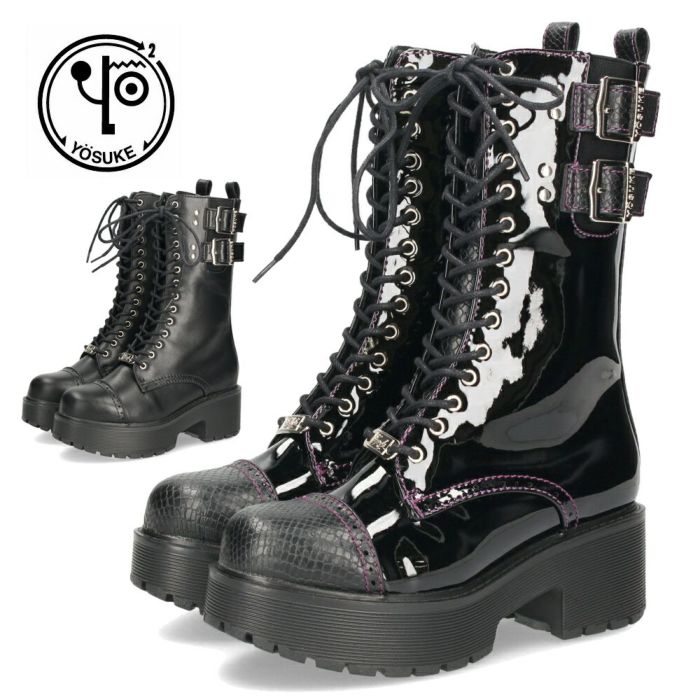 YOSUKE 6310028 レディース 厚底レースアップブーツ