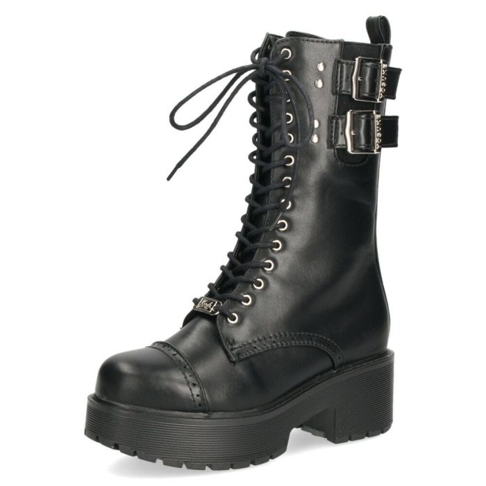 ヨースケ ブーツ 厚底レースアップブーツ 靴 レディース  YOSUKE 6310028 レースアップ サイドファスナー 防滑ソール 幅広 3E ブラック 黒