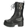 ヨースケ ブーツ 厚底レースアップブーツ 靴 レディース  YOSUKE 6310028 レースアップ サイドファスナー 防滑ソール 幅広 3E ブラック 黒