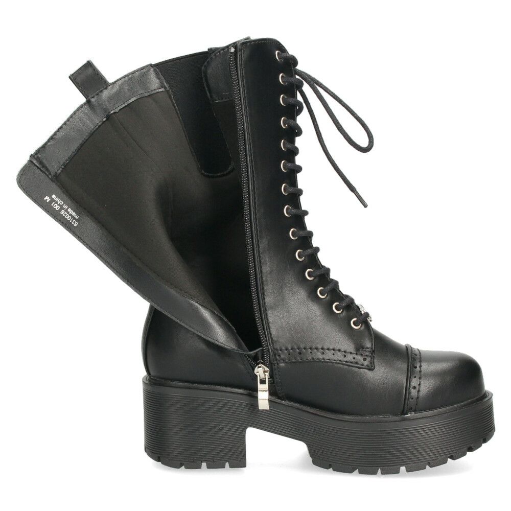 ヨースケ ブーツ 厚底レースアップブーツ 靴 レディース  YOSUKE 6310028 レースアップ サイドファスナー 防滑ソール 幅広 3E ブラック 黒