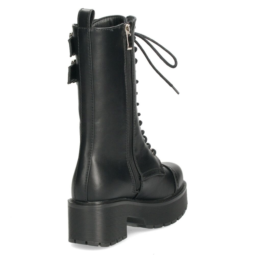 ヨースケ ブーツ 厚底レースアップブーツ 靴 レディース  YOSUKE 6310028 レースアップ サイドファスナー 防滑ソール 幅広 3E ブラック 黒