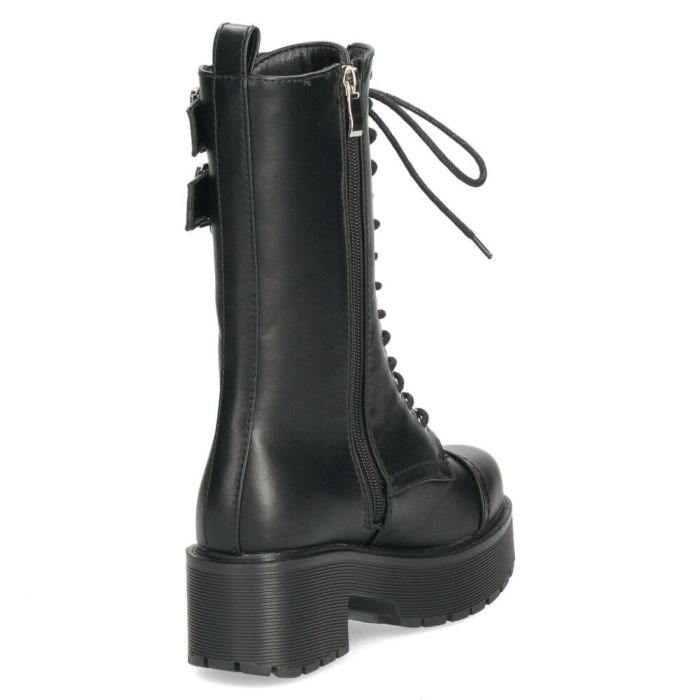 ヨースケ ブーツ 厚底レースアップブーツ 靴 レディース  YOSUKE 6310028 レースアップ サイドファスナー 防滑ソール 幅広 3E ブラック 黒
