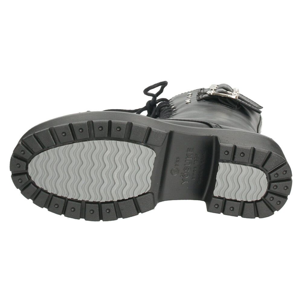 ヨースケ ブーツ 厚底レースアップブーツ 靴 レディース  YOSUKE 6310028 レースアップ サイドファスナー 防滑ソール 幅広 3E ブラック 黒
