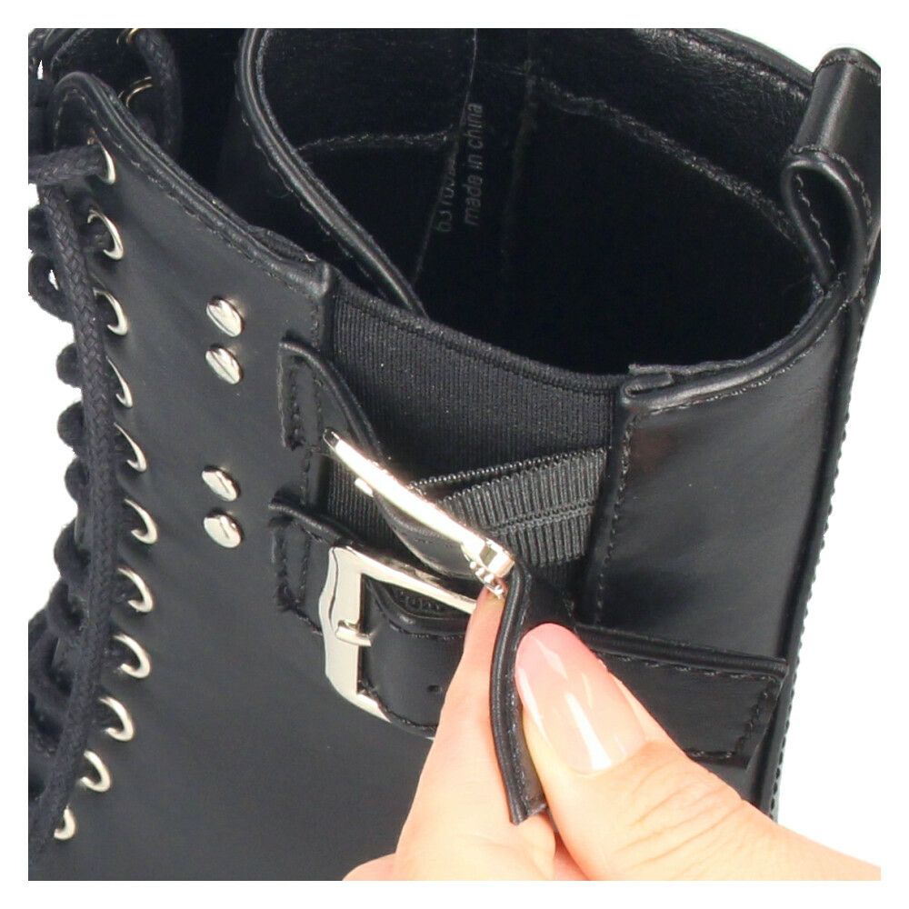 ヨースケ ブーツ 厚底レースアップブーツ 靴 レディース  YOSUKE 6310028 レースアップ サイドファスナー 防滑ソール 幅広 3E ブラック 黒