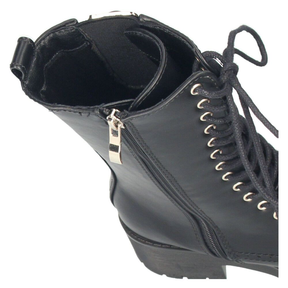 ヨースケ ブーツ 厚底レースアップブーツ 靴 レディース  YOSUKE 6310028 レースアップ サイドファスナー 防滑ソール 幅広 3E ブラック 黒