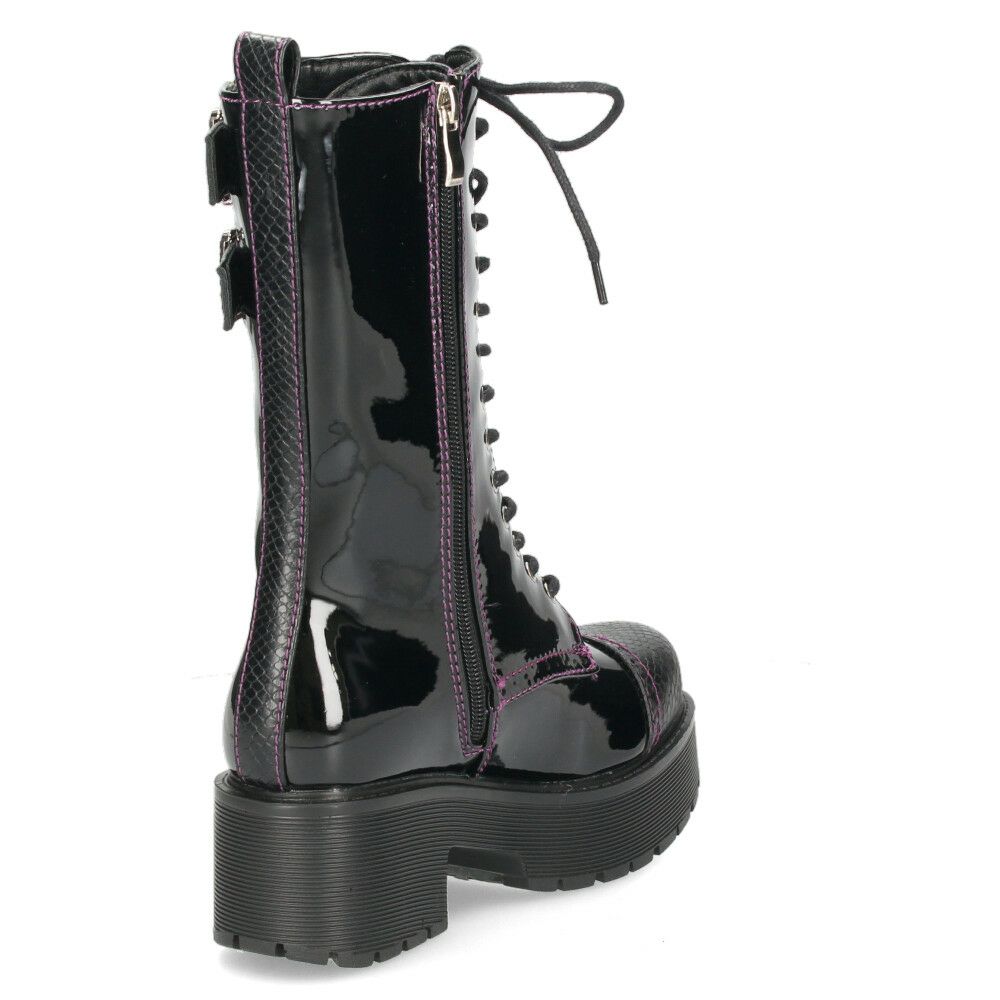 ヨースケ ブーツ 厚底レースアップブーツ 靴 レディース  YOSUKE 6310028 レースアップ サイドファスナー 防滑ソール 幅広 3E ブラック 黒