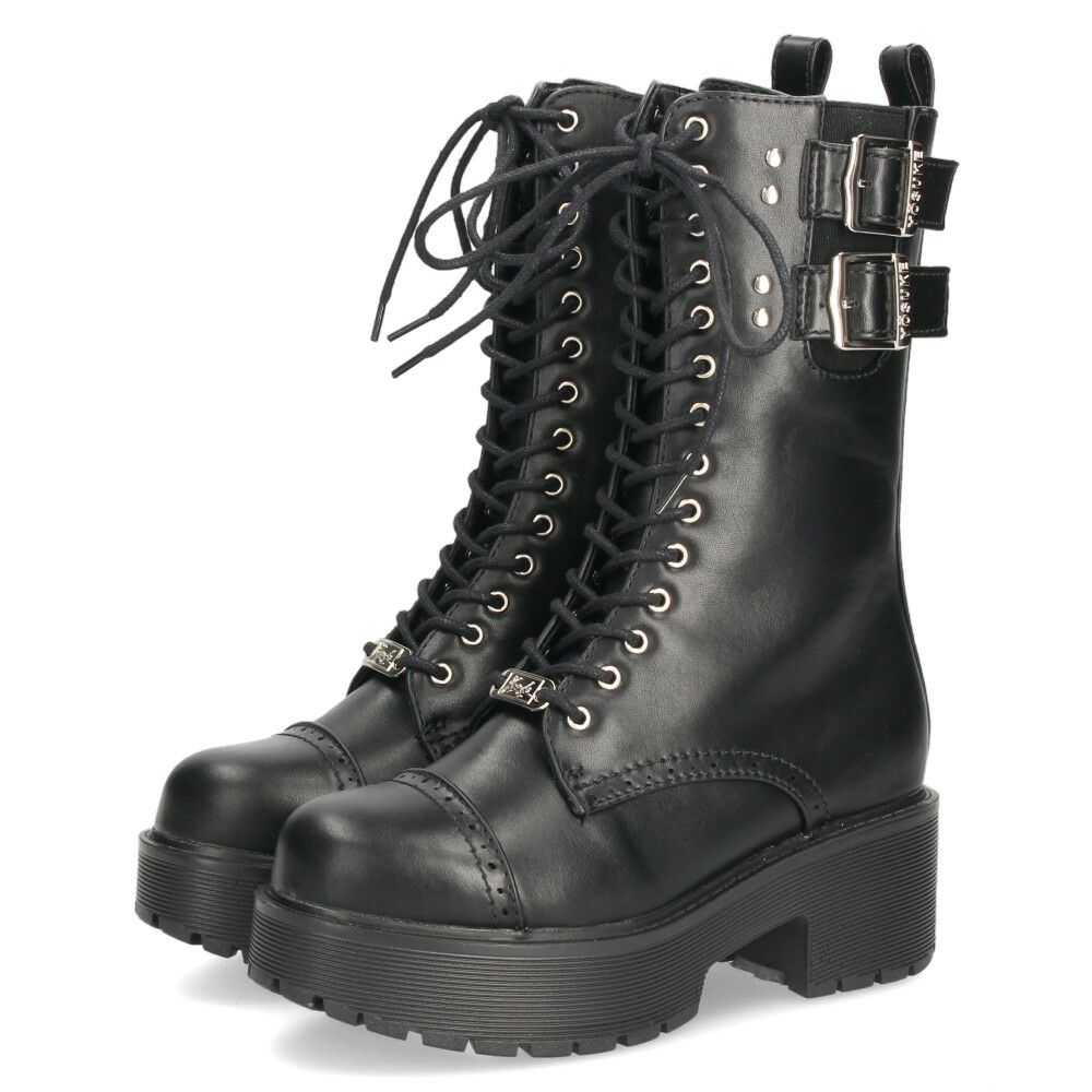 ヨースケ ブーツ 厚底レースアップブーツ 靴 レディース  YOSUKE 6310028 レースアップ サイドファスナー 防滑ソール 幅広 3E ブラック 黒