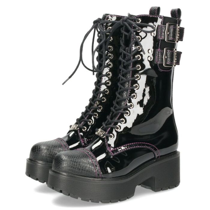 ヨースケ ブーツ 厚底レースアップブーツ 靴 レディース  YOSUKE 6310028 レースアップ サイドファスナー 防滑ソール 幅広 3E ブラック 黒