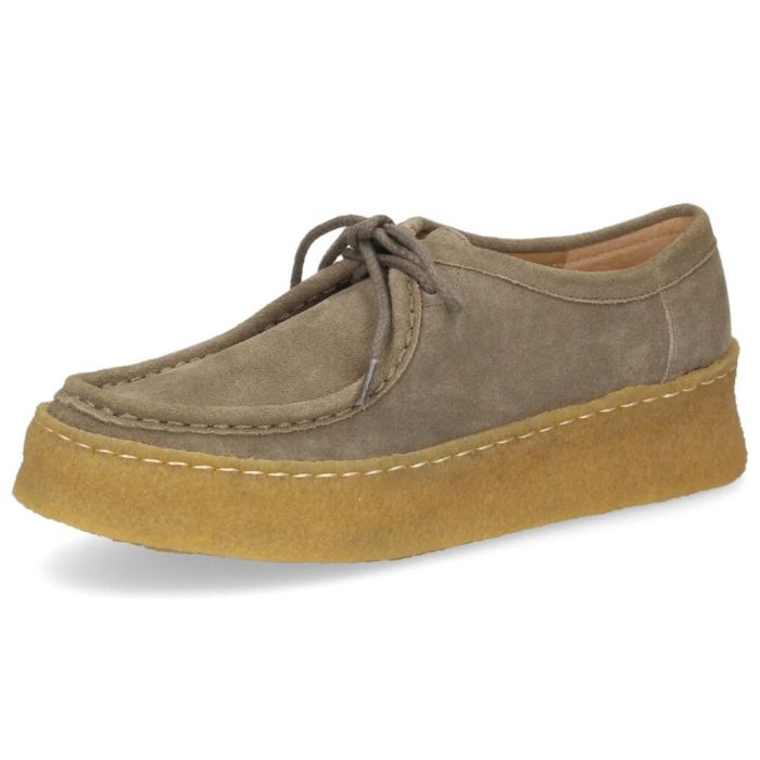 SAYA サヤ レディース チロリアンシューズ 本革 レザー スエード 厚底 クレープソール カジュアル レースアップ ブラック 黒 グレージュ 51277