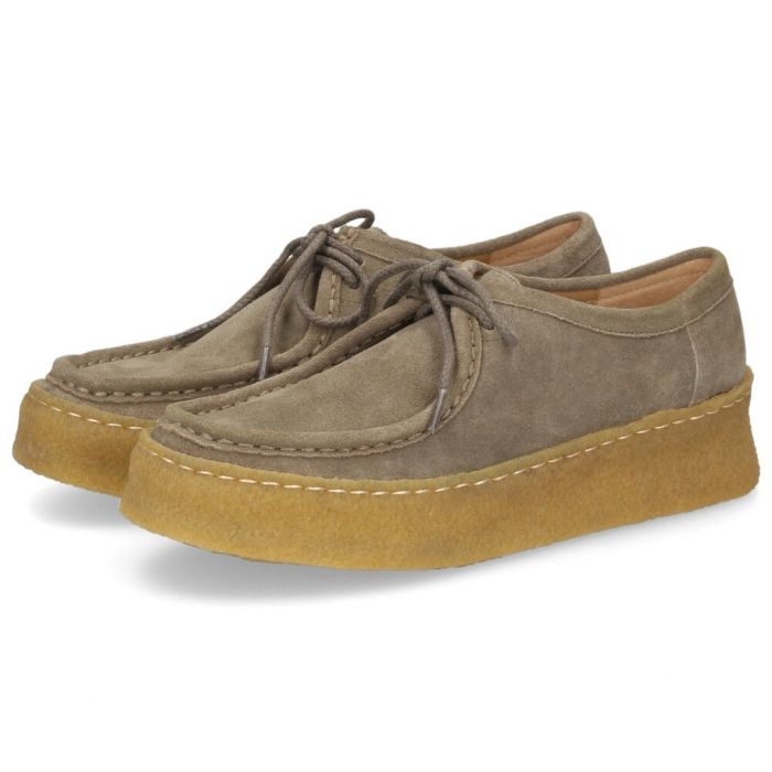 SAYA サヤ レディース チロリアンシューズ 本革 レザー スエード 厚底 クレープソール カジュアル レースアップ ブラック 黒 グレージュ 51277