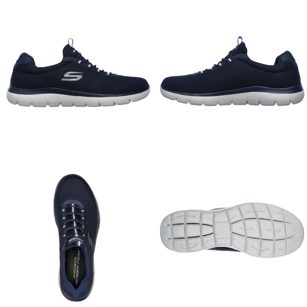 スケッチャーズ メンズ サミッツ スニーカー スリッポン 黒 ブラック ネイビー ノーマル幅 靴 ゴム紐 SKECHERS SUMMITS 52811 