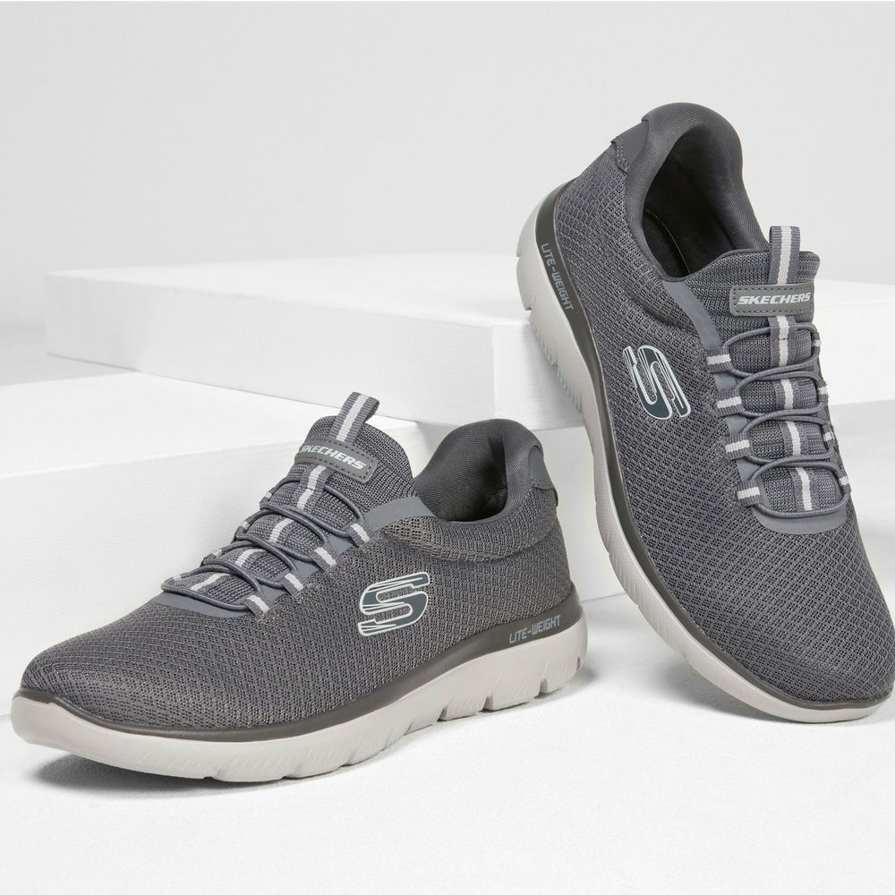 スケッチャーズ メンズ サミッツ スニーカー スリッポン 黒 ブラック ネイビー ノーマル幅 靴 ゴム紐 SKECHERS SUMMITS 52811 