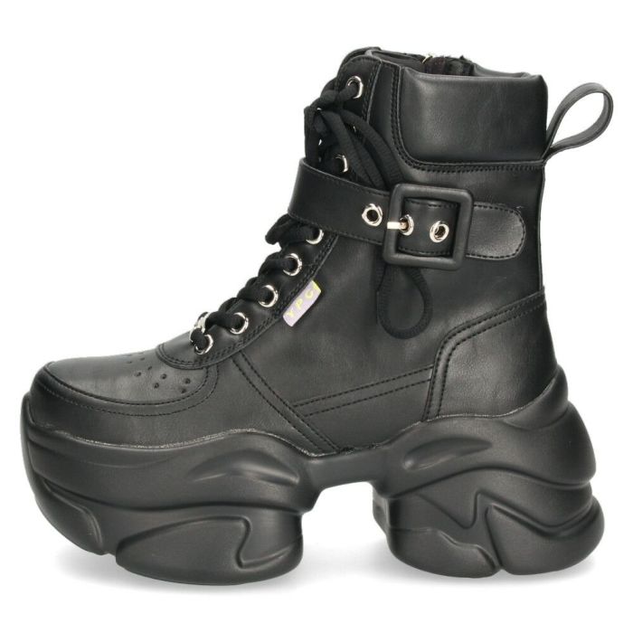 ヨースケ 厚底ハイカットスニーカー レースアップ サイドファスナー 靴 レディース YOSUKE 4450082 幅広 3E ブラック 黒 ブーツ 厚底ブーツ