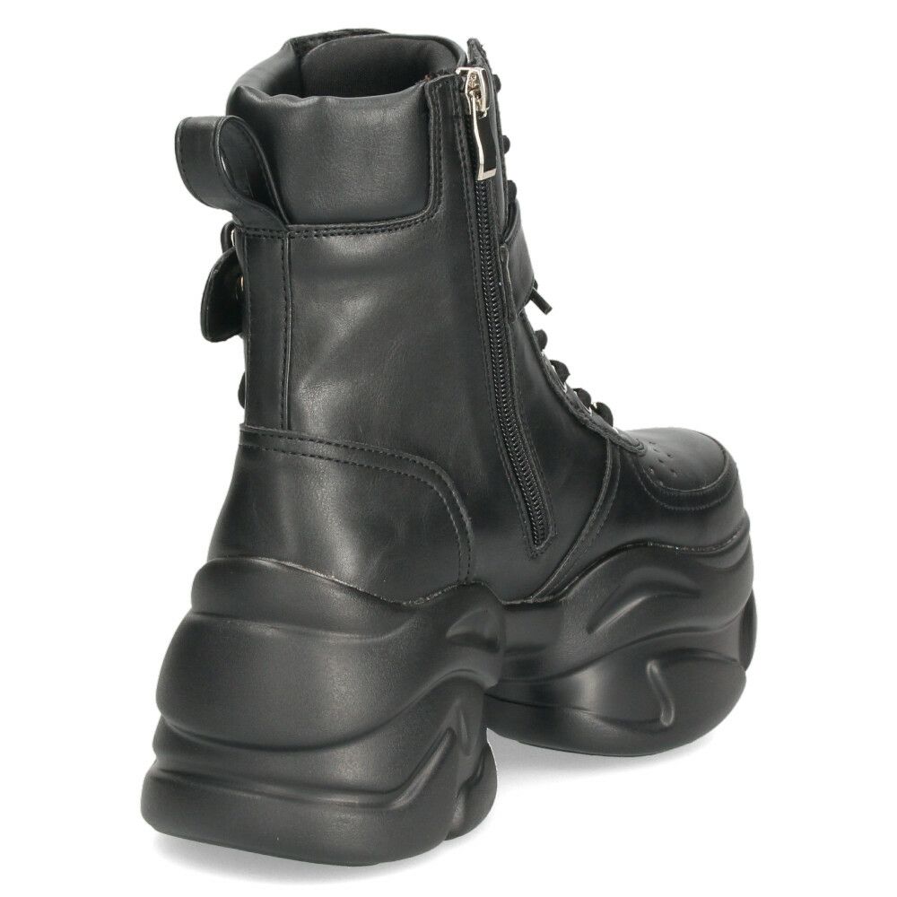 ヨースケ 厚底ハイカットスニーカー レースアップ サイドファスナー 靴 レディース YOSUKE 4450082 幅広 3E ブラック 黒 ブーツ 厚底ブーツ