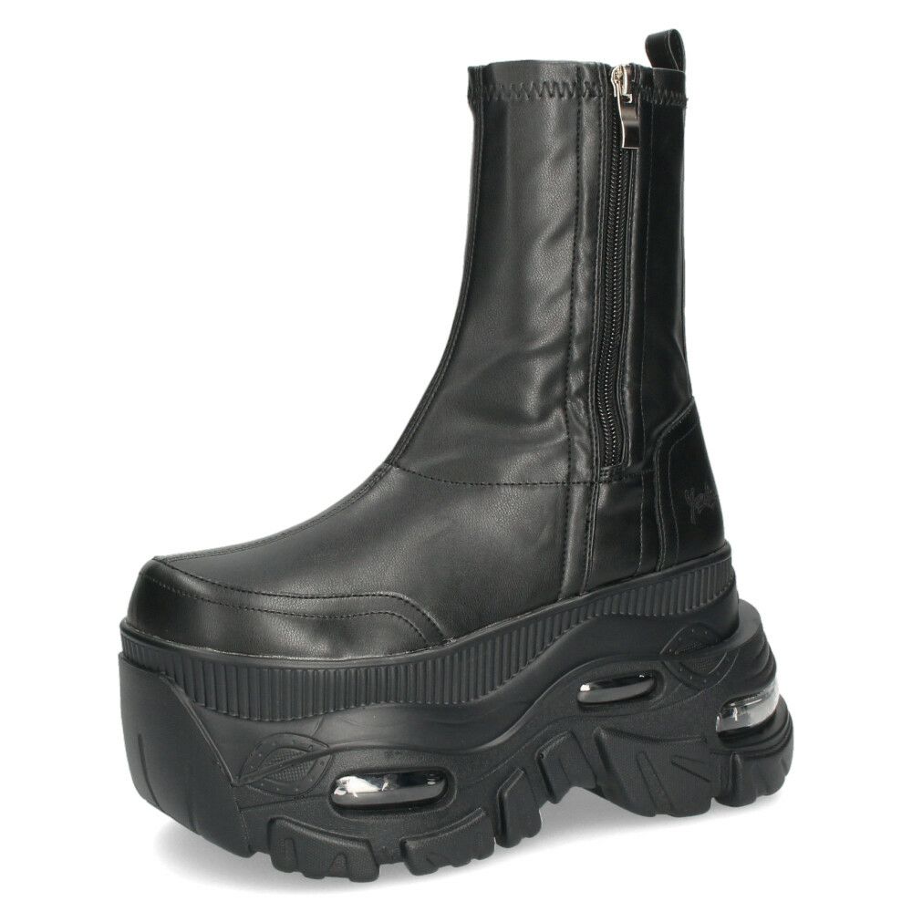 ヨースケ 厚底スニーカー サイドファスナー 靴 レディース YOSUKE 4460113 サイドファスナー 幅広 3E ブラック 黒 ブーツ 厚底ブーツ