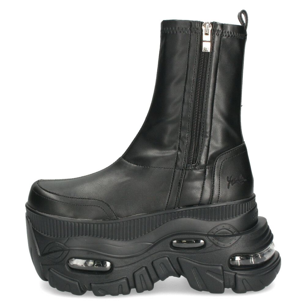 ヨースケ 厚底スニーカー サイドファスナー 靴 レディース YOSUKE 4460113 サイドファスナー 幅広 3E ブラック 黒 ブーツ 厚底ブーツ