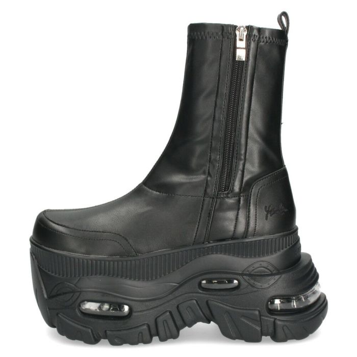 ヨースケ 厚底スニーカー サイドファスナー 靴 レディース YOSUKE 4460113 サイドファスナー 幅広 3E ブラック 黒 ブーツ 厚底ブーツ