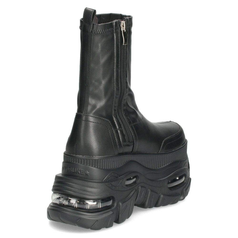 ヨースケ 厚底スニーカー サイドファスナー 靴 レディース YOSUKE 4460113 サイドファスナー 幅広 3E ブラック 黒 ブーツ 厚底ブーツ