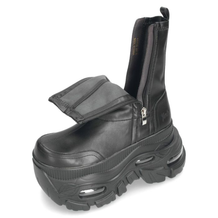 ヨースケ 厚底スニーカー サイドファスナー 靴 レディース YOSUKE 4460113 サイドファスナー 幅広 3E ブラック 黒 ブーツ 厚底ブーツ