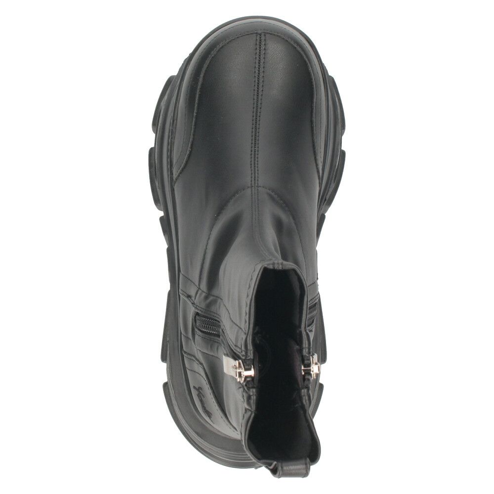 ヨースケ 厚底スニーカー サイドファスナー 靴 レディース YOSUKE 4460113 サイドファスナー 幅広 3E ブラック 黒 ブーツ 厚底ブーツ