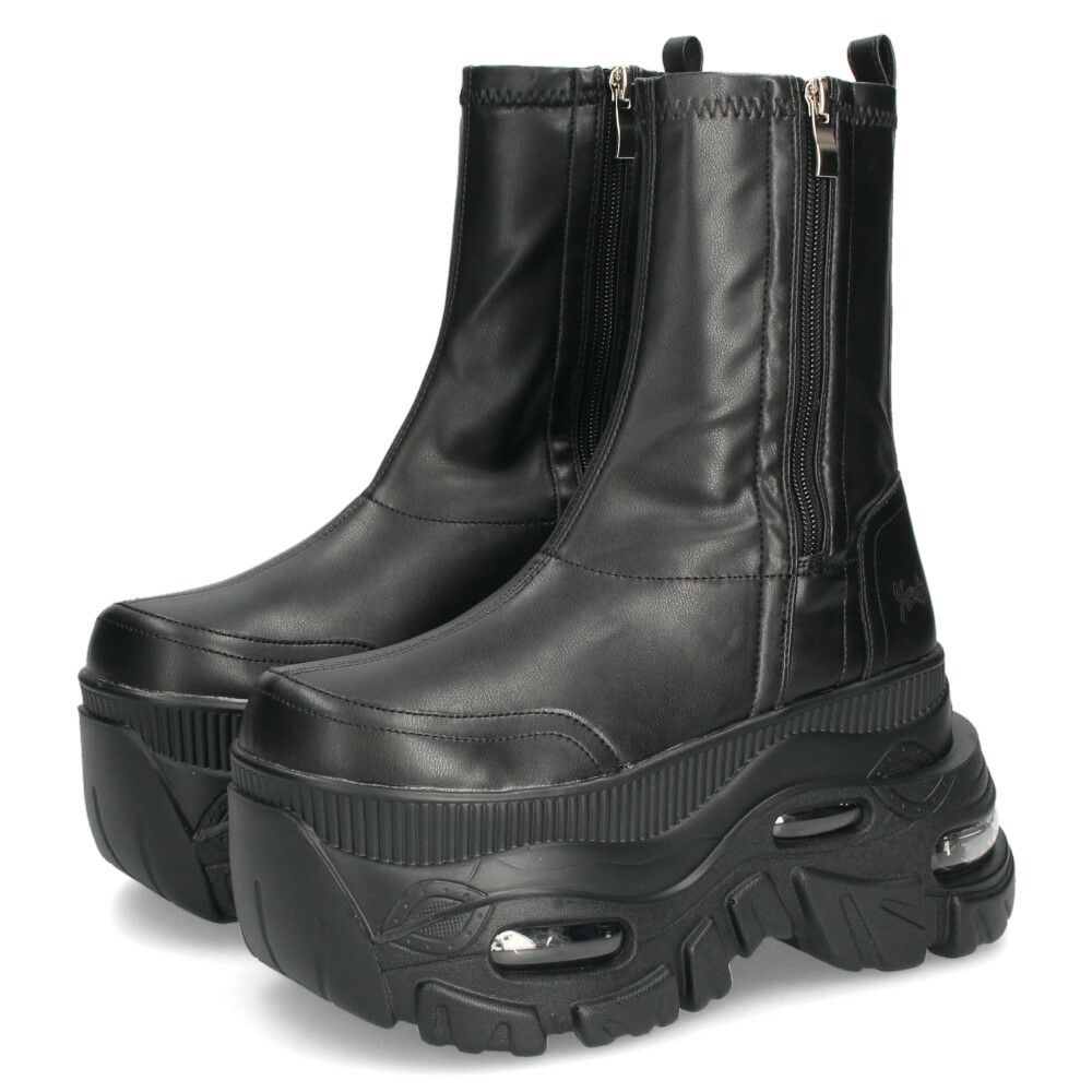 ヨースケ 厚底スニーカー サイドファスナー 靴 レディース YOSUKE 4460113 サイドファスナー 幅広 3E ブラック 黒 ブーツ 厚底ブーツ