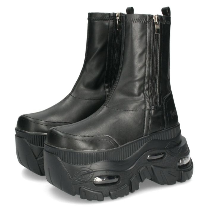 ヨースケ 厚底スニーカー サイドファスナー 靴 レディース YOSUKE 4460113 サイドファスナー 幅広 3E ブラック 黒 ブーツ 厚底ブーツ