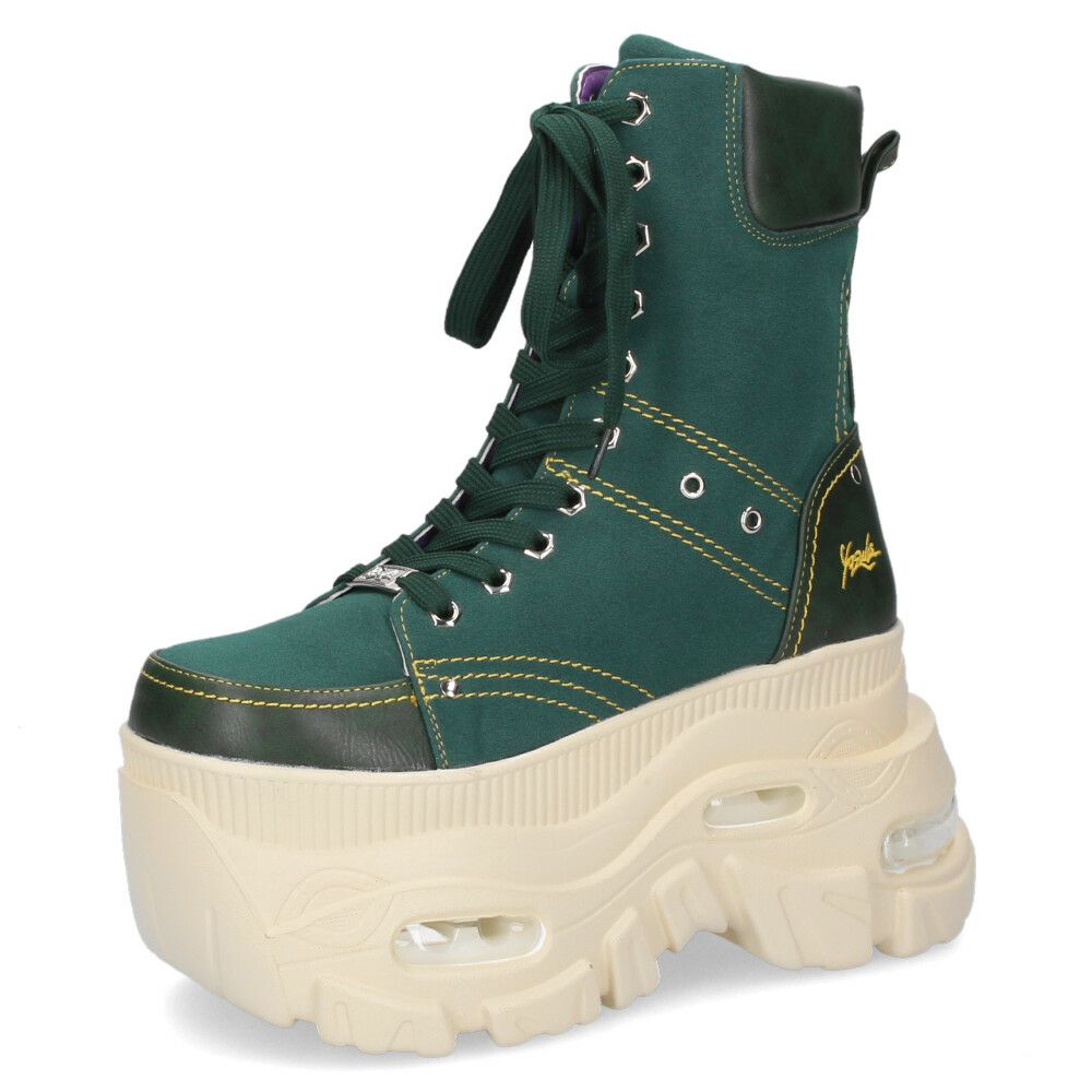 ヨースケ 厚底ハイカットスニーカー レースアップ サイドファスナー 靴 レディース YOSUKE 4460114 幅広 3E ブラック 黒 ブーツ 厚底ブーツ