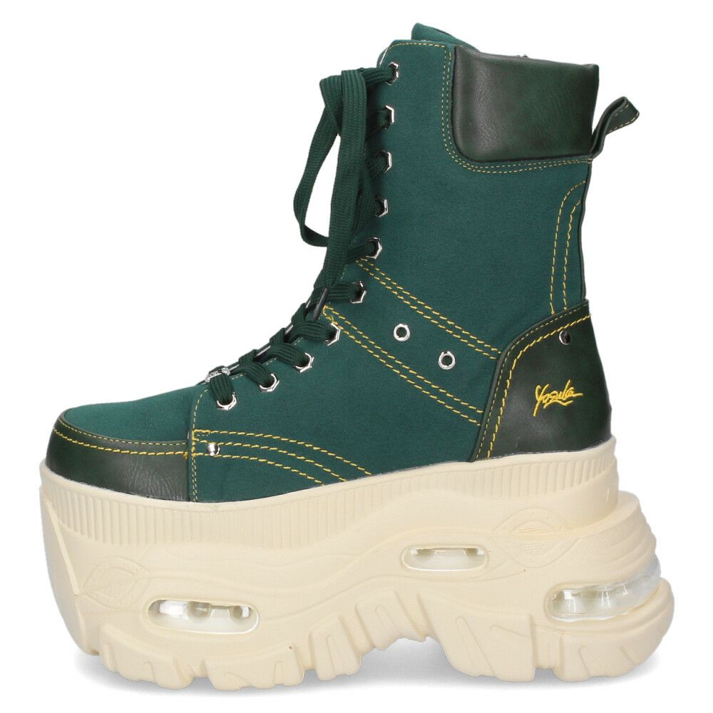 ヨースケ 厚底ハイカットスニーカー レースアップ サイドファスナー 靴 レディース YOSUKE 4460114 幅広 3E ブラック 黒 ブーツ 厚底ブーツ