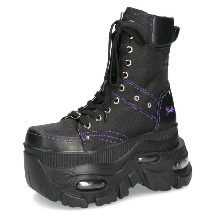 ヨースケ 厚底ハイカットスニーカー レースアップ サイドファスナー 靴 レディース YOSUKE 4460114 幅広 3E ブラック 黒 ブーツ 厚底ブーツ