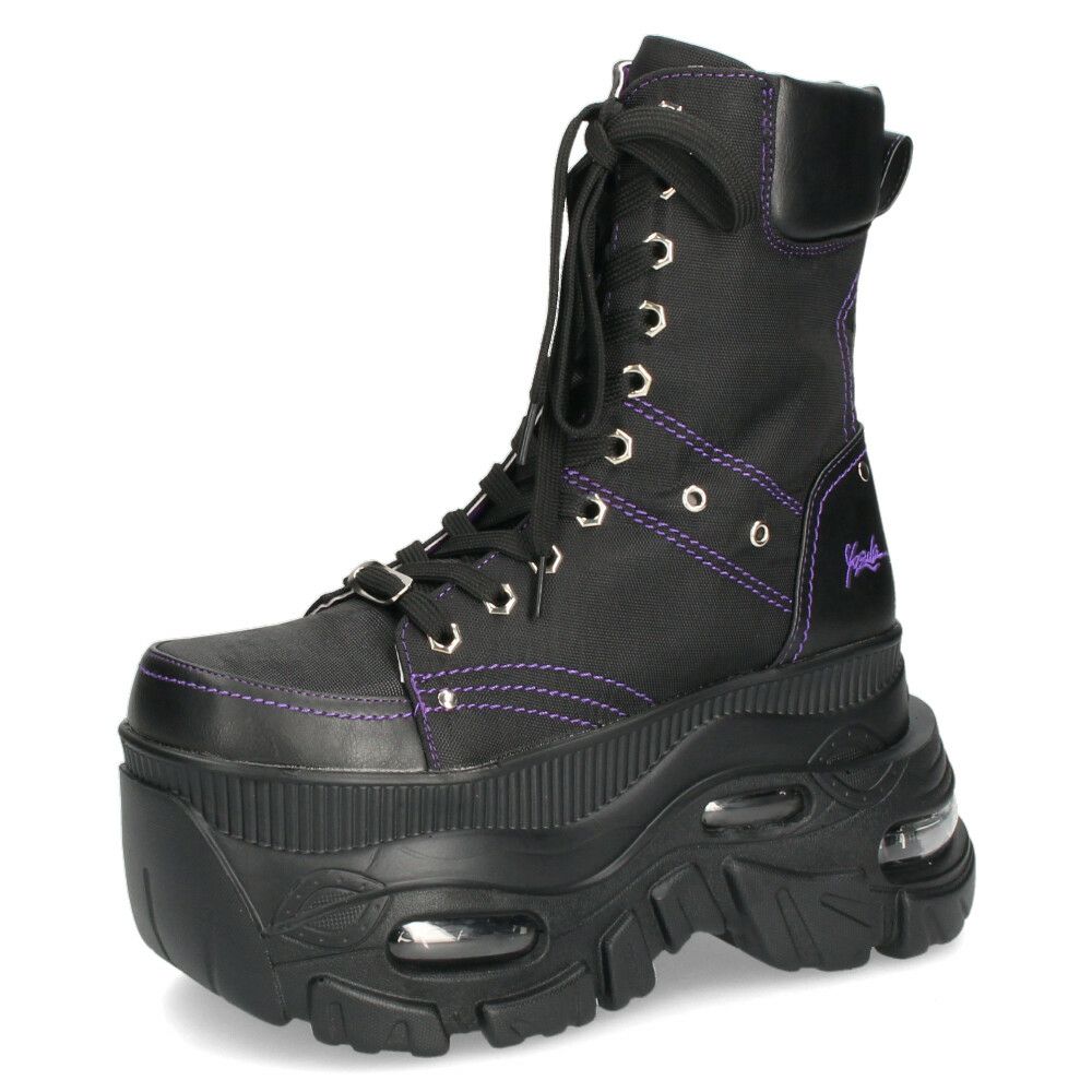 ヨースケ 厚底ハイカットスニーカー レースアップ サイドファスナー 靴 レディース YOSUKE 4460114 幅広 3E ブラック 黒 ブーツ 厚底ブーツ