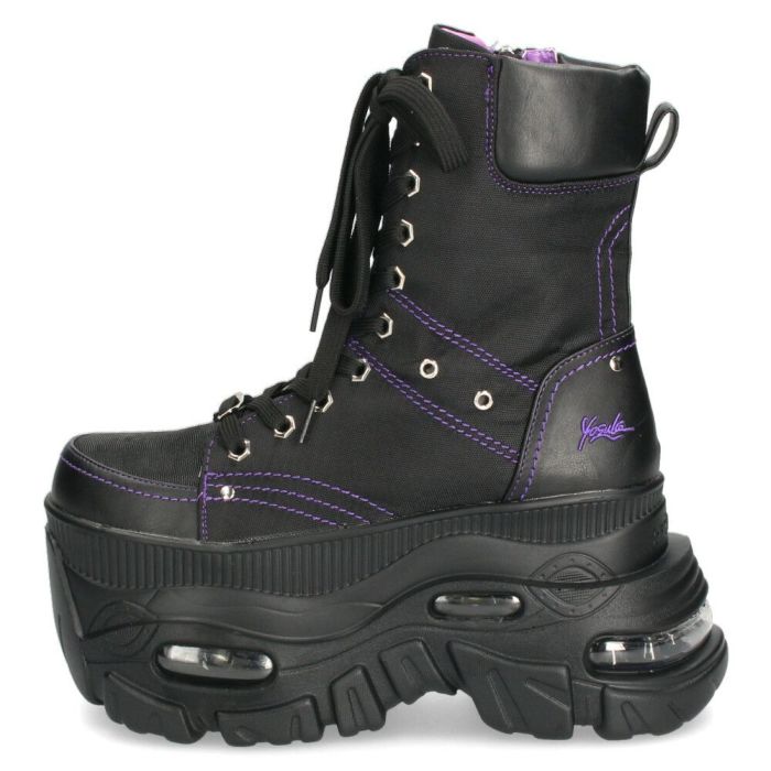 ヨースケ 厚底ハイカットスニーカー レースアップ サイドファスナー 靴 レディース YOSUKE 4460114 幅広 3E ブラック 黒 ブーツ 厚底ブーツ