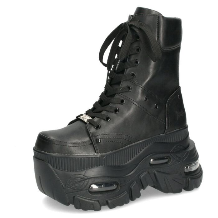 ヨースケ 厚底ハイカットスニーカー レースアップ サイドファスナー 靴 レディース YOSUKE 4460114 幅広 3E ブラック 黒 ブーツ 厚底ブーツ