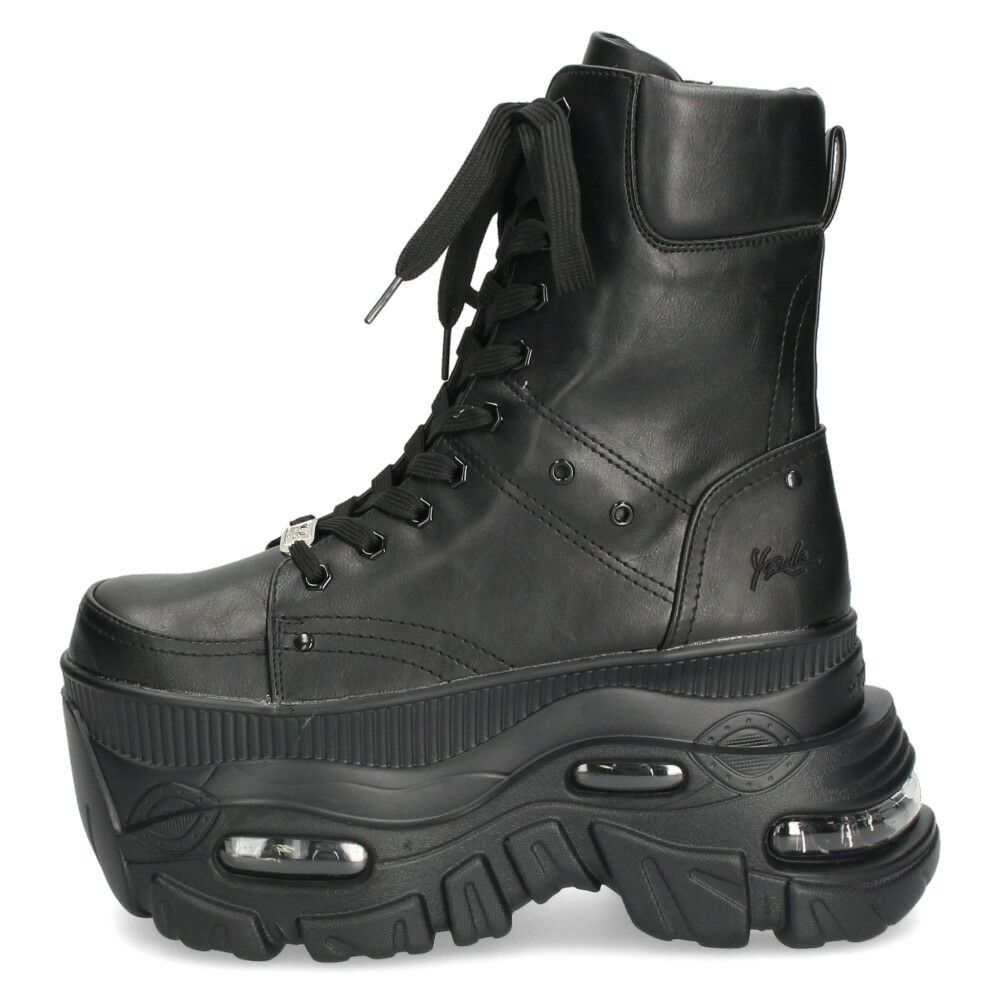 ヨースケ 厚底ハイカットスニーカー レースアップ サイドファスナー 靴 レディース YOSUKE 4460114 幅広 3E ブラック 黒 ブーツ 厚底ブーツ