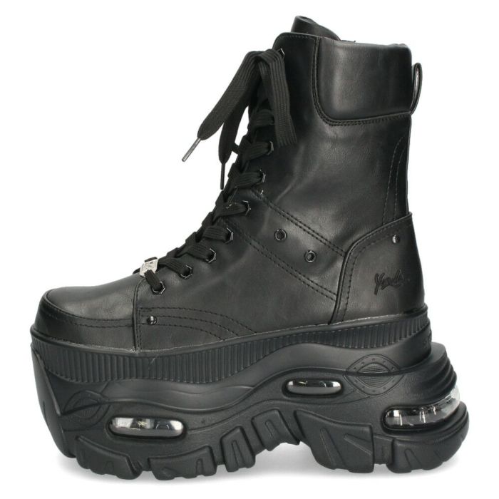 ヨースケ 厚底ハイカットスニーカー レースアップ サイドファスナー 靴 レディース YOSUKE 4460114 幅広 3E ブラック 黒 ブーツ 厚底ブーツ