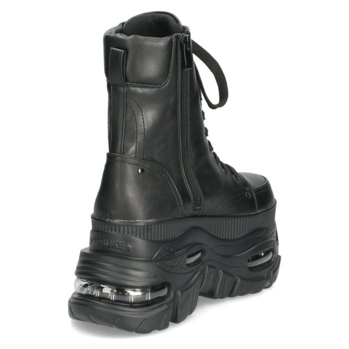 ヨースケ 厚底ハイカットスニーカー レースアップ サイドファスナー 靴 レディース YOSUKE 4460114 幅広 3E ブラック 黒 ブーツ 厚底ブーツ