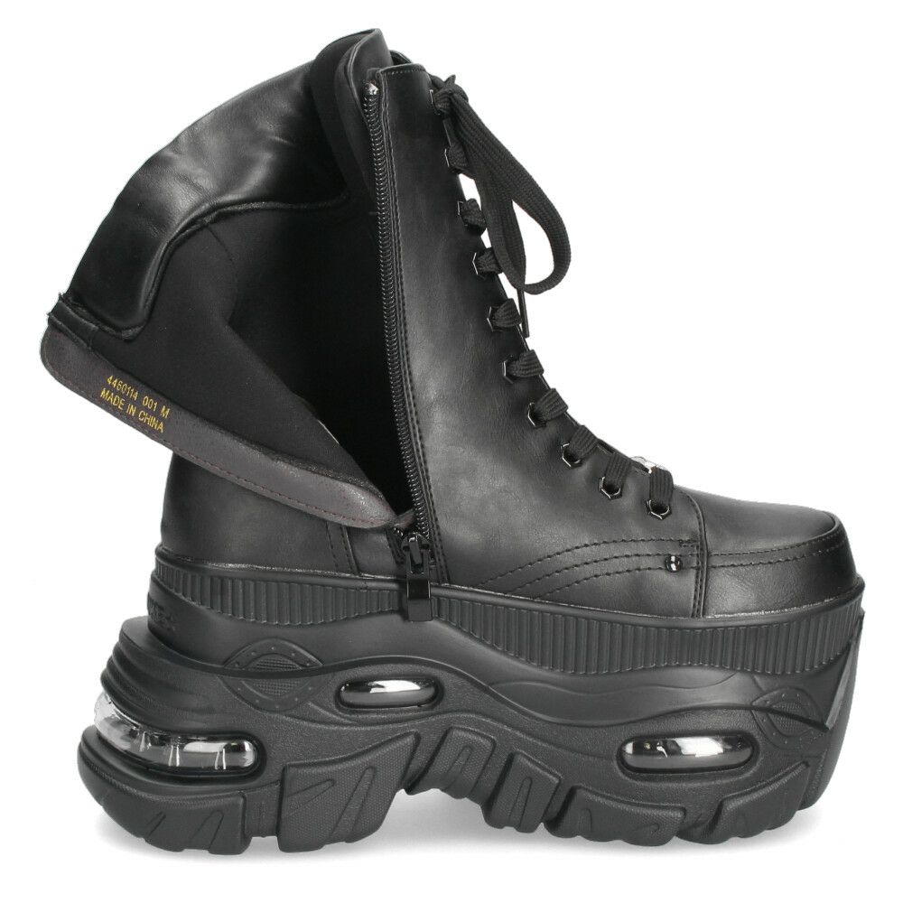 ヨースケ 厚底ハイカットスニーカー レースアップ サイドファスナー 靴 レディース YOSUKE 4460114 幅広 3E ブラック 黒 ブーツ 厚底ブーツ