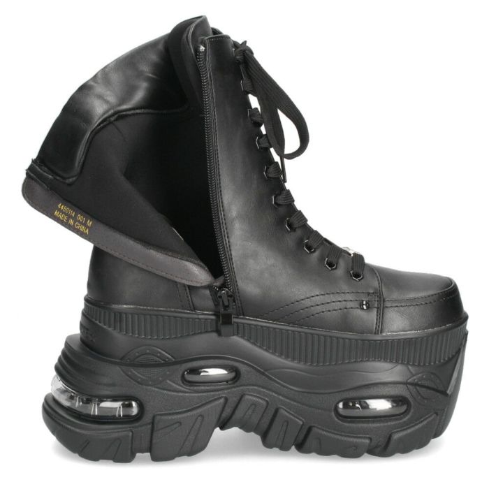 ヨースケ 厚底ハイカットスニーカー レースアップ サイドファスナー 靴 レディース YOSUKE 4460114 幅広 3E ブラック 黒 ブーツ 厚底ブーツ