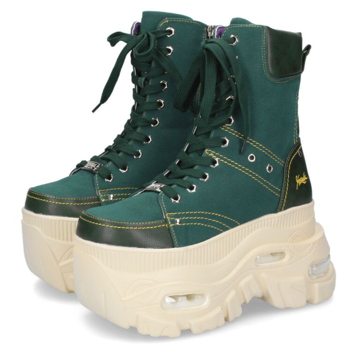 ヨースケ 厚底ハイカットスニーカー レースアップ サイドファスナー 靴 レディース YOSUKE 4460114 幅広 3E ブラック 黒 ブーツ 厚底ブーツ