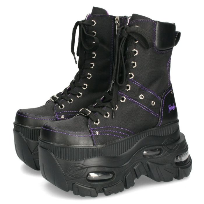 ヨースケ 厚底ハイカットスニーカー レースアップ サイドファスナー 靴 レディース YOSUKE 4460114 幅広 3E ブラック 黒 ブーツ 厚底ブーツ