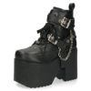 ヨースケ 厚底ブーツ レディース 靴 YOSUKE 4460118 ベルト チェーン サイドファスナー レースアップ 幅広 3E ブラック 黒 ブーツ