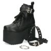 ヨースケ 厚底ブーツ レディース 靴 YOSUKE 4460118 ベルト チェーン サイドファスナー レースアップ 幅広 3E ブラック 黒 ブーツ