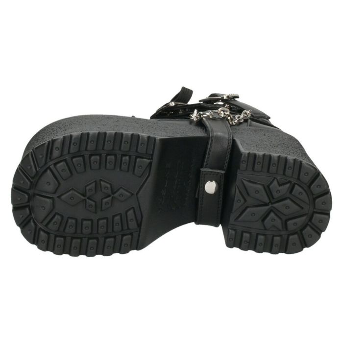 ヨースケ 厚底ブーツ レディース 靴 YOSUKE 4460118 ベルト チェーン サイドファスナー レースアップ 幅広 3E ブラック 黒 ブーツ