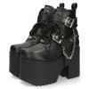 ヨースケ 厚底ブーツ レディース 靴 YOSUKE 4460118 ベルト チェーン サイドファスナー レースアップ 幅広 3E ブラック 黒 ブーツ