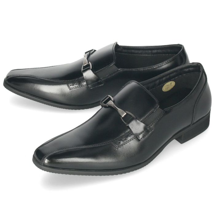 ビジネスシューズ メンズ 靴 本革 幅広 3E 紳士靴 ストレートチップ ビットローファー ヴァンプ ブラック 黒  ユーピーレノマ U.P renoma 8501 8502 8503