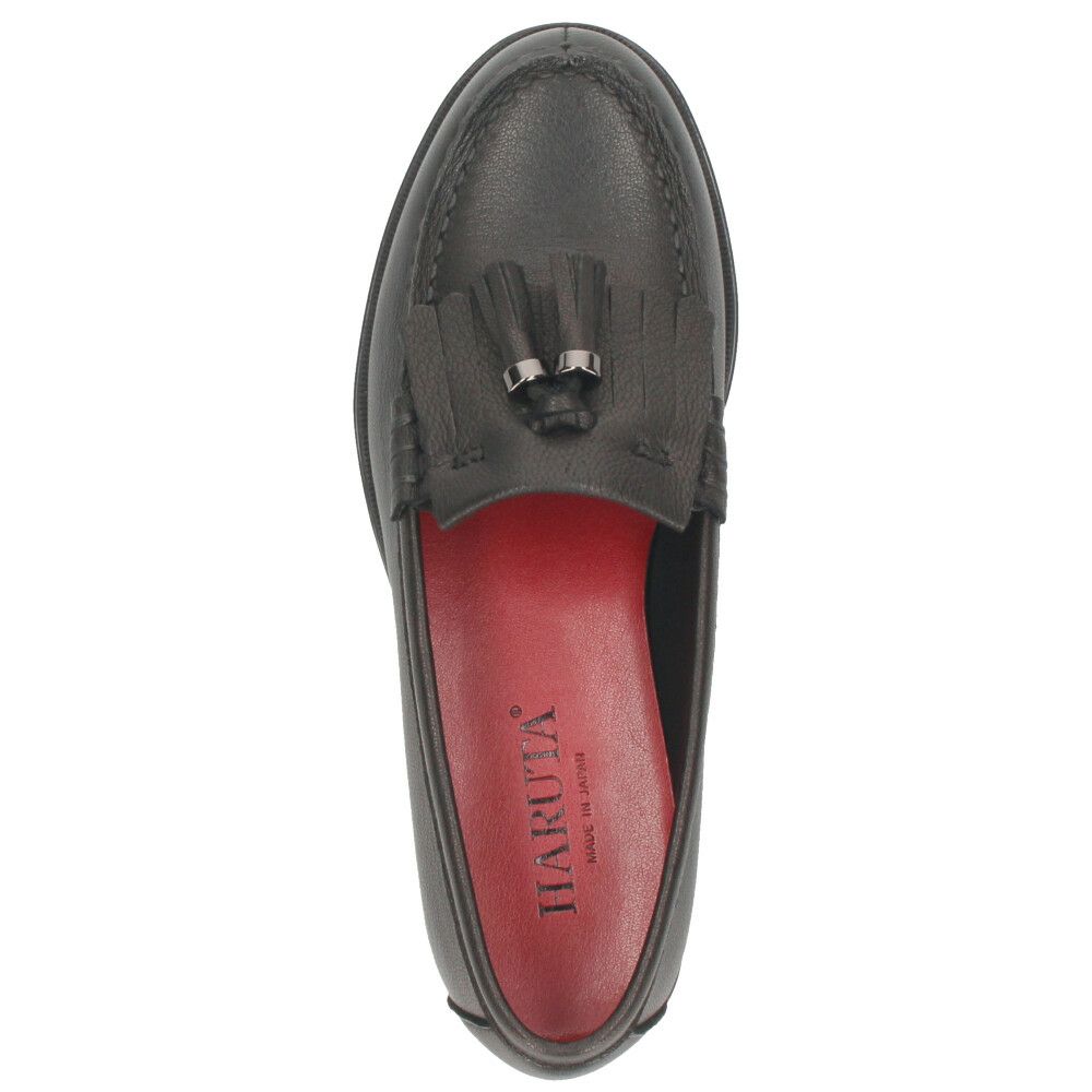 ハルタ ローファー レディース HARUTA GT313 ゴートキルトタッセルローファー 本革 日本製 軽量 おしゃれ タッセル 黒 ブラック