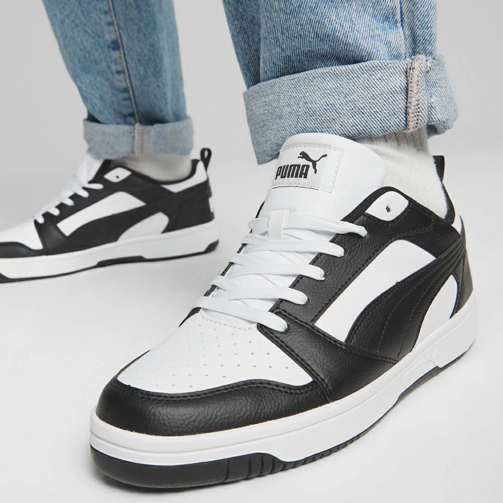 プーマ スニーカー メンズ リバウンド V6 ロウ ブラック ホワイト 黒 白 ローカット 靴 シューズ 歩きやすい PUMA Rebound V6 Low 392328