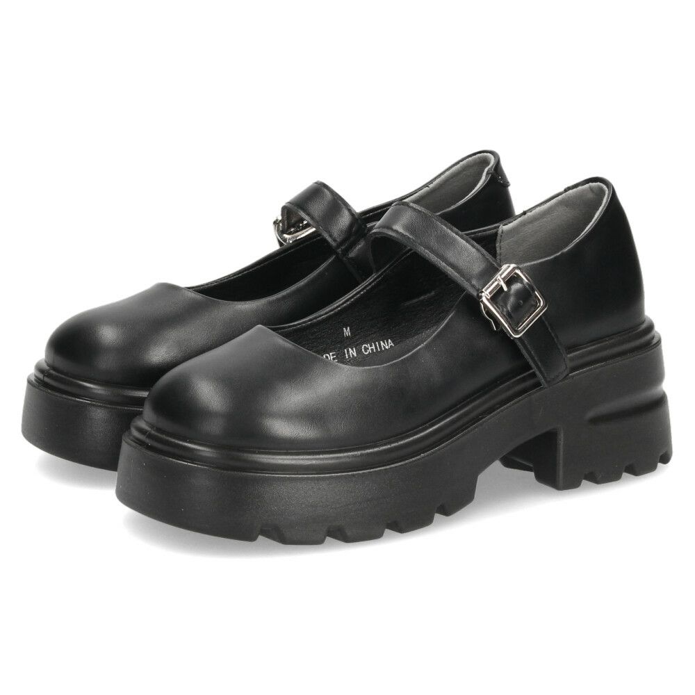 厚底 パンプス レディース 靴 メリージェーン 黒 ブラック ストラップ ラウンドトゥ 歩きやすい 軽量 トラックソール ボリュームソール TS3882