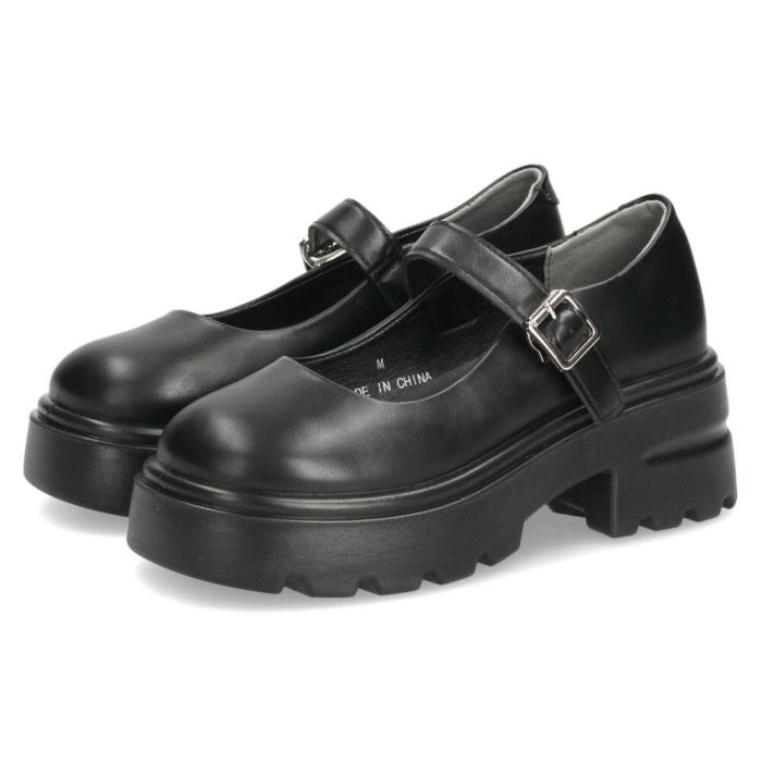 厚底 パンプス レディース 靴 メリージェーン 黒 ブラック ストラップ ラウンドトゥ 歩きやすい 軽量 トラックソール ボリュームソール TS3882
