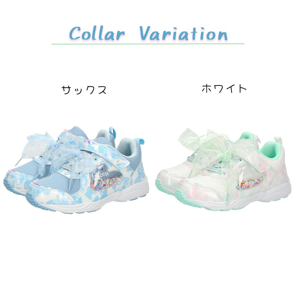 スニーカー 女の子 キッズ 子供靴 幅広 3E 軽量 屈曲ソール 通気性 マジックテープ 通園 通学 かわいい リボン付き Parade パレード 56203