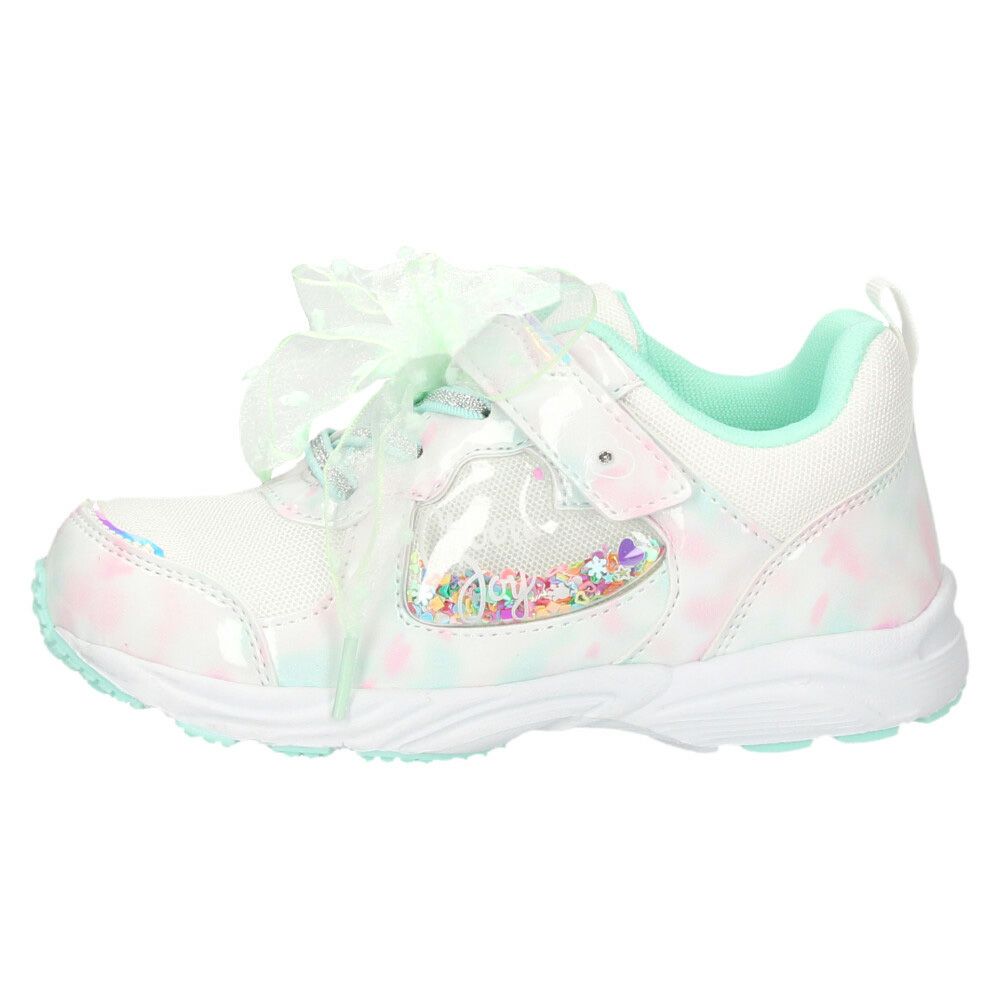 スニーカー 女の子 キッズ 子供靴 幅広 3E 軽量 屈曲ソール 通気性 マジックテープ 通園 通学 かわいい リボン付き Parade パレード 56203